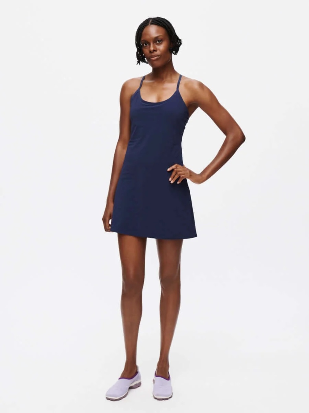 Outdoor Voices Navy Scoop-Neck Mini Dress